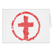 Red Grunge Cross Vintage Card