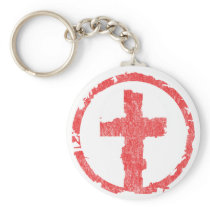 Red Grunge Cross Vintage Keychains