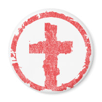 Red Grunge Cross Vintage Refrigerator Magnets