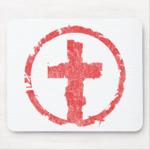 Red Grunge Cross Vintage Mousemats