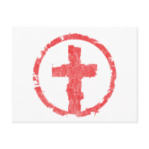 Red Grunge Cross Vintage Postcard