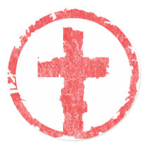 Red Grunge Cross Vintage Sticker