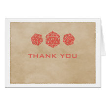 Red Grunge D20 Dice Gamer Thank You Card