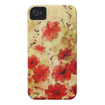 Red Grunge Floral iPhone 4 Iphone 4 Case-mate Case