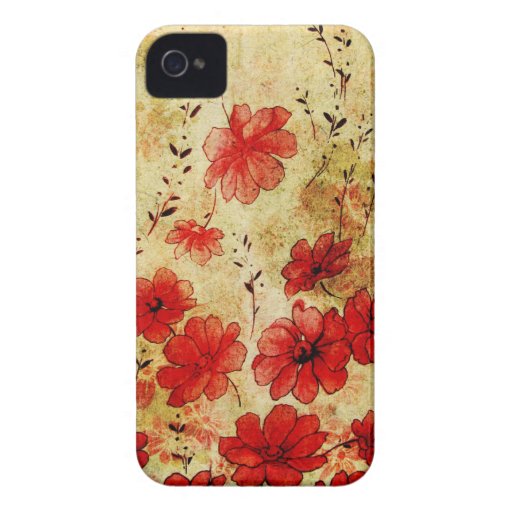 Red Grunge Floral iPhone 4 iPhone 4 Case-Mate Case