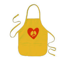 Red Grunge Heart with Peace Sign Aprons