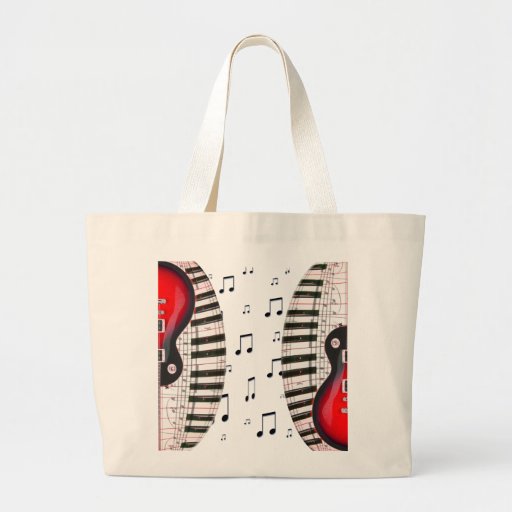 Red Guitar Piano Keys and Note Canvas Bags