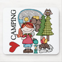 Red Hair Girl I Love Camping Mousepads