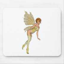 Red Haired 3D Pixie - Yellow Green Outfit Mousepads