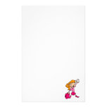 red haired pink baseball girl personalized stationery