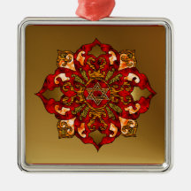 Red Hanukkah Mandala Christmas Ornament