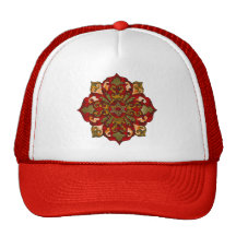 Red Hanukkah Mandala Mesh Hat