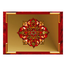 Red Hanukkah Mandala Personalized Invites