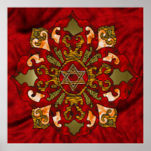 Red Hanukkah Mandala Print