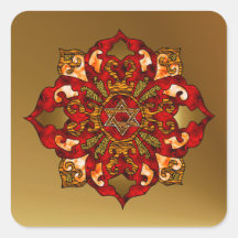 Red Hanukkah Mandala Stickers