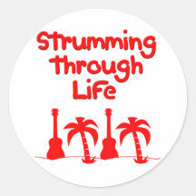 Red Hawaain Ukulele Uke Tropical Surf Design Stickers
