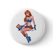 Red Headed American Girl in American Flag costume