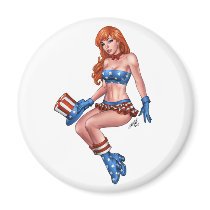 Red Headed American Girl in American Flag costume