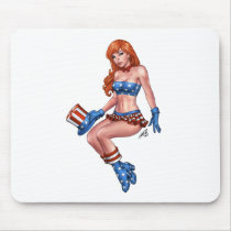Red Headed American Girl in American Flag costume