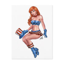 Red Headed American Girl in American Flag costume Post Card