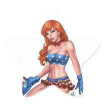 Red Headed American Girl in American Flag costume