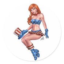 Red Headed American Girl in American Flag costume