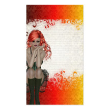 Red headed goth girl business card