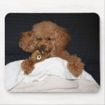 Red Headed Poodle Mouse Pad  - Sleepy mousepads