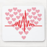 red heart beat retro mousepads