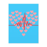 red heart beat retro postcards