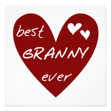 Red Heart Best Granny Ever Tshirts and Gifts Invites