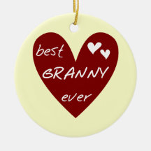 Red Heart Best Granny Ever Tshirts and Gifts Christmas Ornaments