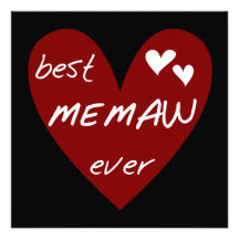 Red Heart Best Memaw Ever Tshirts and Gifts Personalized Invitation