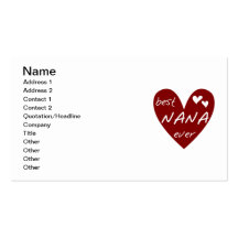 Red Heart Best Nana Ever T-shirts and Gifts Business Card