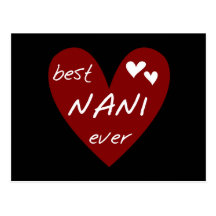 Red Heart Best Nani Ever T-shirts and GIfts Post Cards