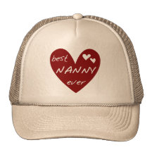 Red Heart Best Nanny Ever T-shirts and Gifts Mesh Hats