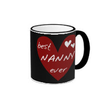 Red Heart Best Nanny Ever T-shirts and Gifts Coffee Mug