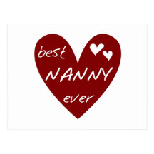 Red Heart Best Nanny Ever T-shirts and Gifts Post Cards