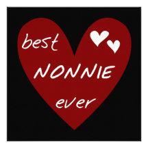 Red Heart Best Nonnie Ever T-shirts and Gifts Custom Invitations