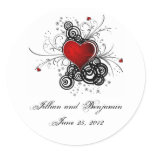 Red Heart Black Swirls Sticker