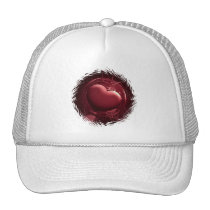 Red Heart Bubble Baseball Hat hats