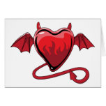 Red Heart Devil Horns Love Hearts cards
