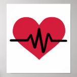 Red heart frequency love poster