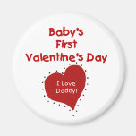 Red Heart I Love Daddy First Valentines Day Magnets