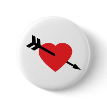Red Heart Love Amor Arrow Pinback Buttons