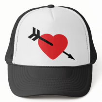 Red Heart Love Amor Arrow Trucker Hat