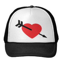 Red Heart Love Amor Arrow Trucker Hat