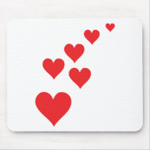 Red Heart Love Rain - Valentine�s Day Mouse Pads