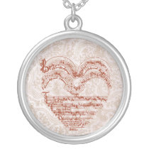 Red Heart Mediaeval Music Manuscript Personalized Necklace