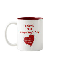 Red Heart Mummy and Daddy Valentine Mugs